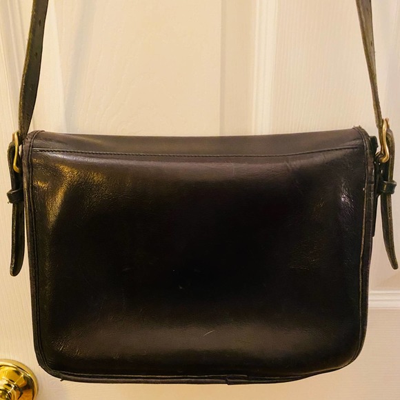 Coach Vintage NYC Black Saddle Pouch Large Shoulder Leather Bag 9585 - Picture 3 of 10